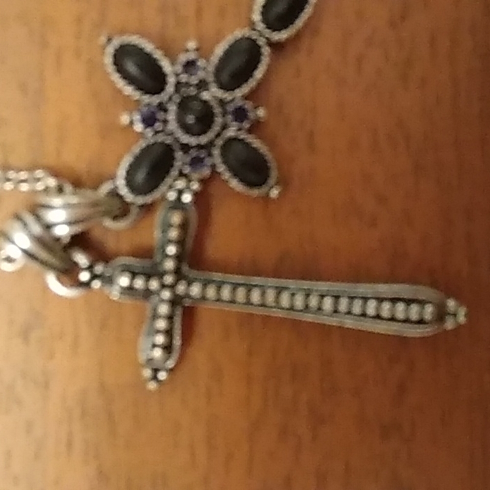 Lucky Brand Silver Cross and Turquoise Pendant Necklace Set - Picture 6 of 8